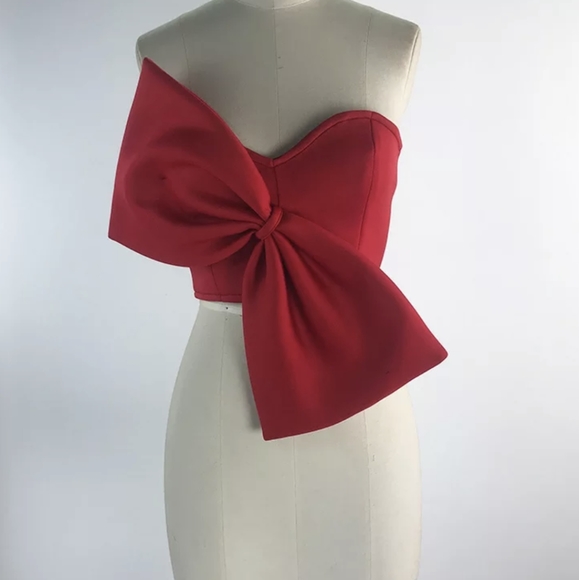 NWT Luxury Feminine Red Bow Summer Crop Top S: Small - Picture 5 of 9